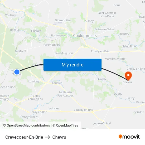 Crevecoeur-En-Brie to Chevru map
