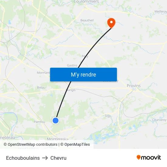 Echouboulains to Chevru map