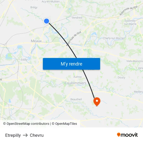 Etrepilly to Chevru map