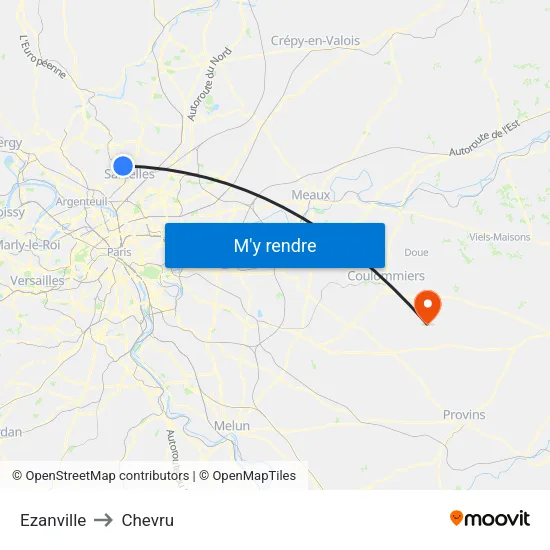 Ezanville to Chevru map