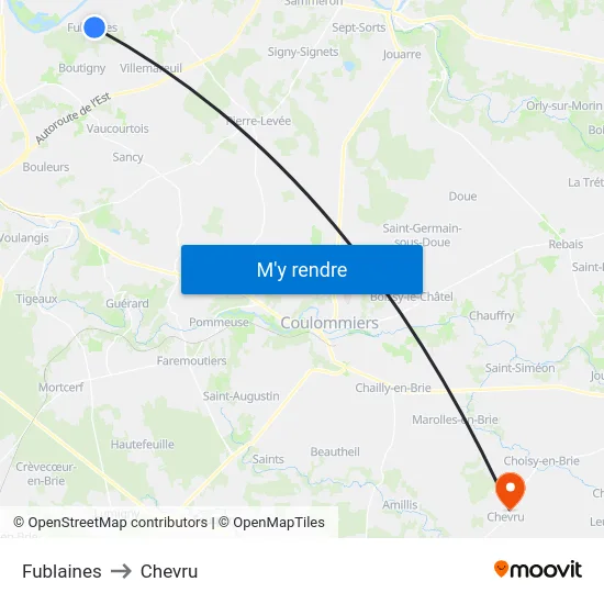 Fublaines to Chevru map
