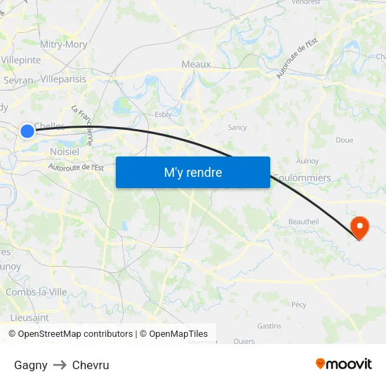 Gagny to Chevru map