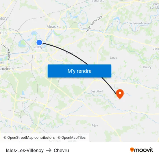Isles-Les-Villenoy to Chevru map