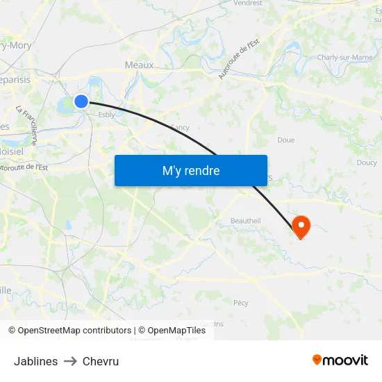 Jablines to Chevru map