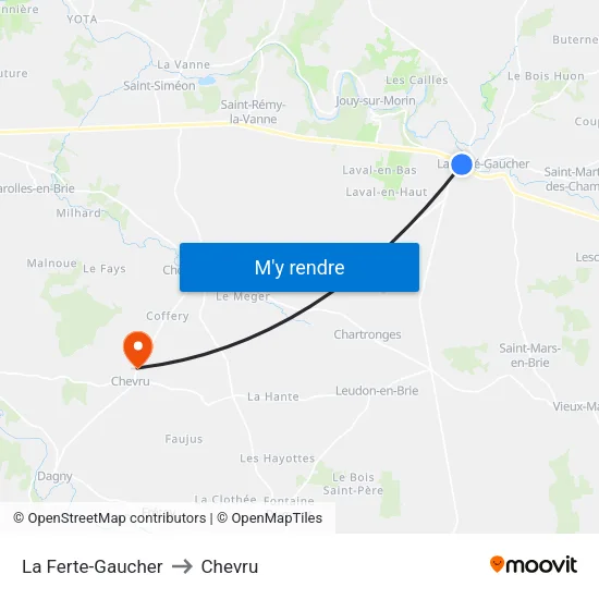 La Ferte-Gaucher to Chevru map