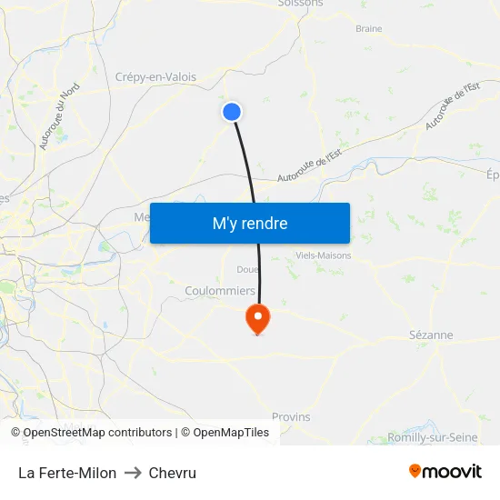 La Ferte-Milon to Chevru map