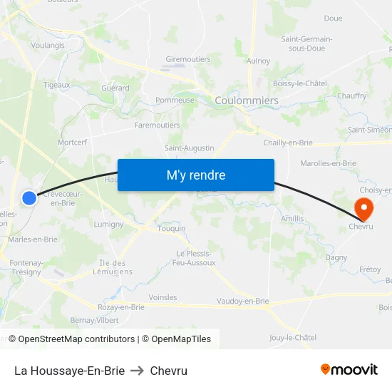 La Houssaye-En-Brie to Chevru map