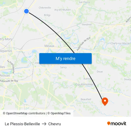 Le Plessis-Belleville to Chevru map
