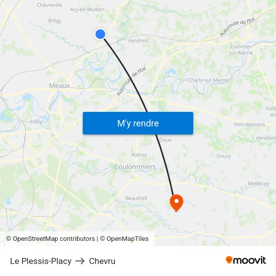 Le Plessis-Placy to Chevru map