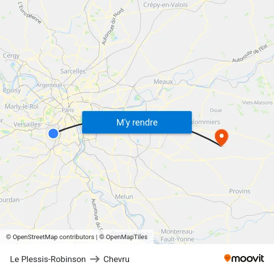 Le Plessis-Robinson to Chevru map