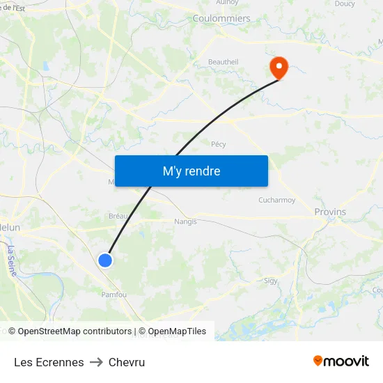 Les Ecrennes to Chevru map