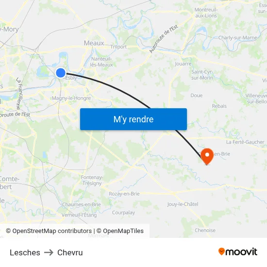 Lesches to Chevru map