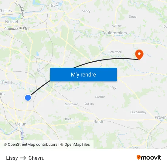 Lissy to Chevru map