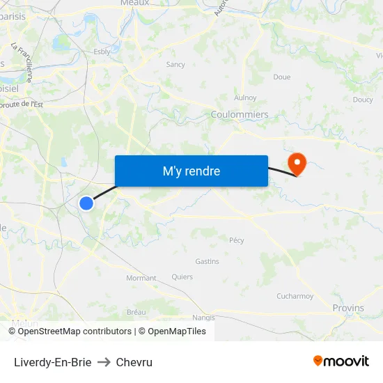 Liverdy-En-Brie to Chevru map