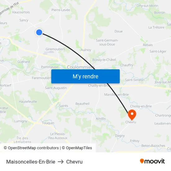 Maisoncelles-En-Brie to Chevru map