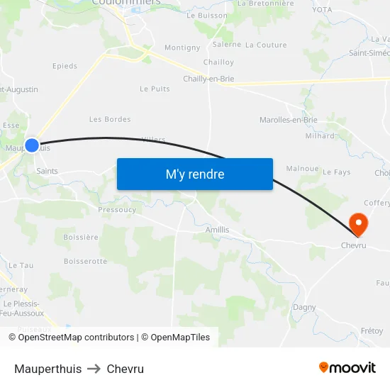 Mauperthuis to Chevru map