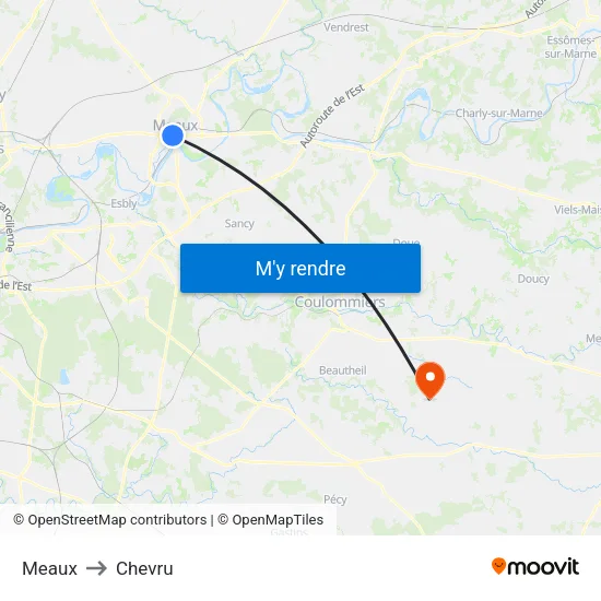 Meaux to Chevru map