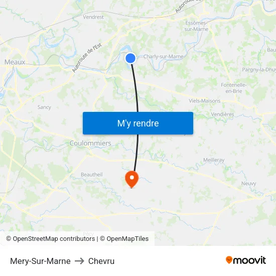 Mery-Sur-Marne to Chevru map