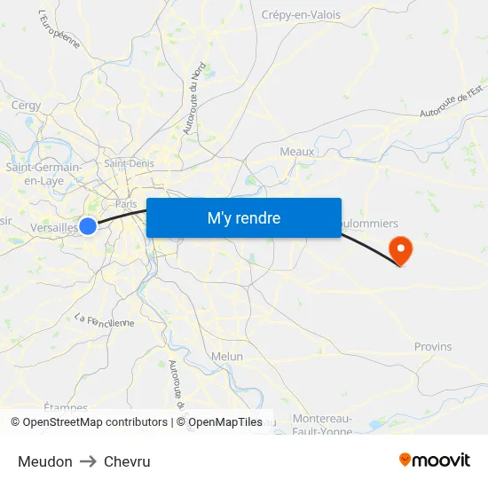 Meudon to Chevru map