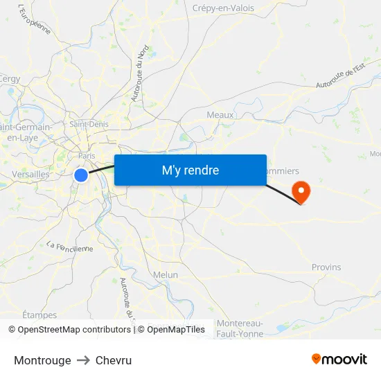 Montrouge to Chevru map