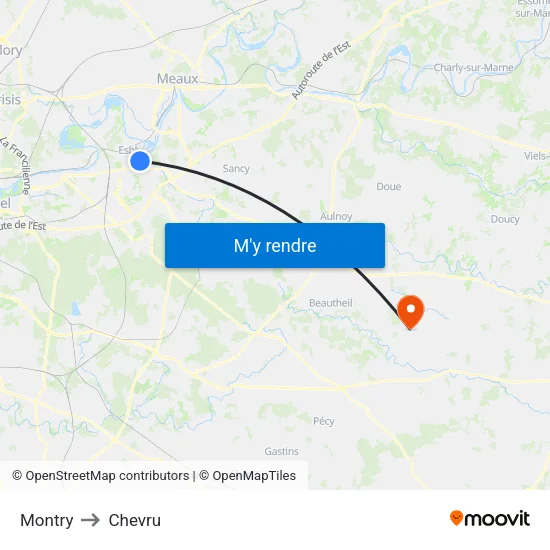 Montry to Chevru map