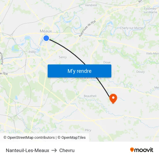 Nanteuil-Les-Meaux to Chevru map