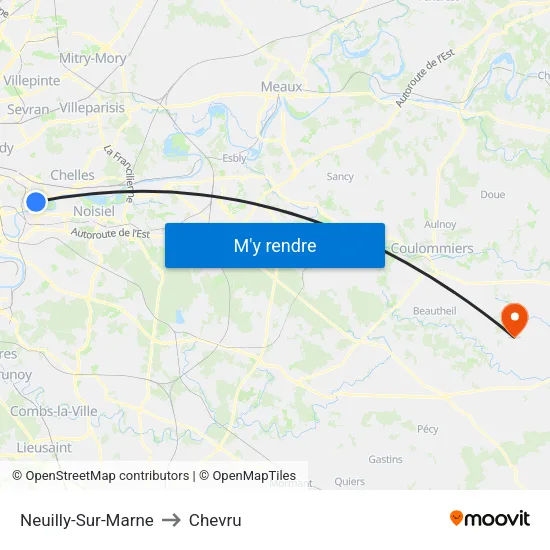 Neuilly-Sur-Marne to Chevru map