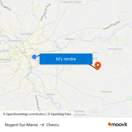 Nogent-Sur-Marne to Chevru map