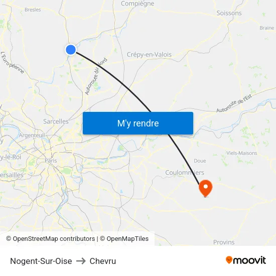 Nogent-Sur-Oise to Chevru map