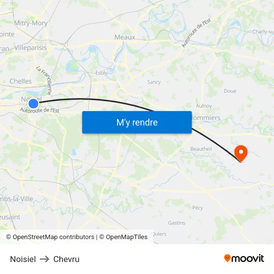 Noisiel to Chevru map