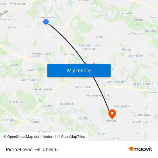 Pierre-Levee to Chevru map