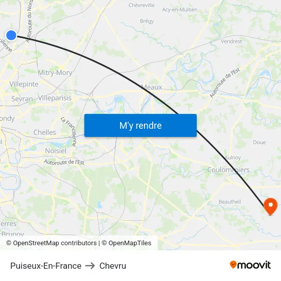 Puiseux-En-France to Chevru map