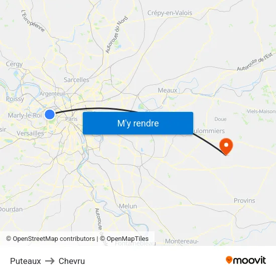Puteaux to Chevru map