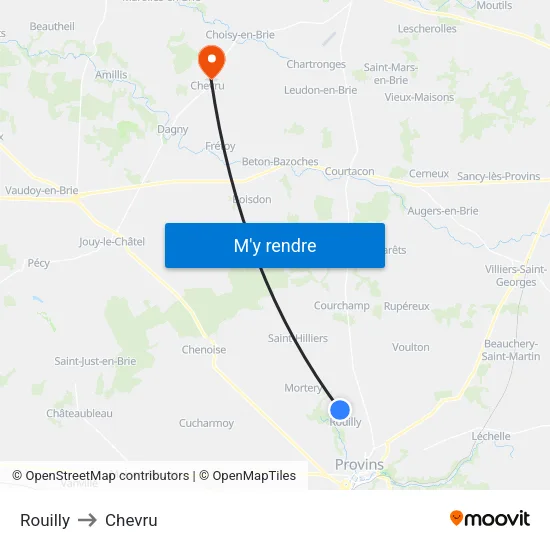 Rouilly to Chevru map