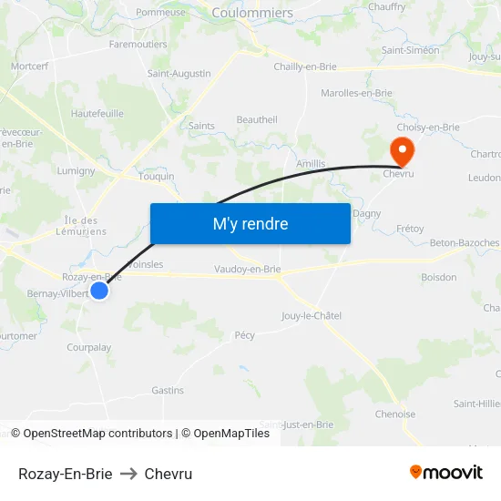 Rozay-En-Brie to Chevru map