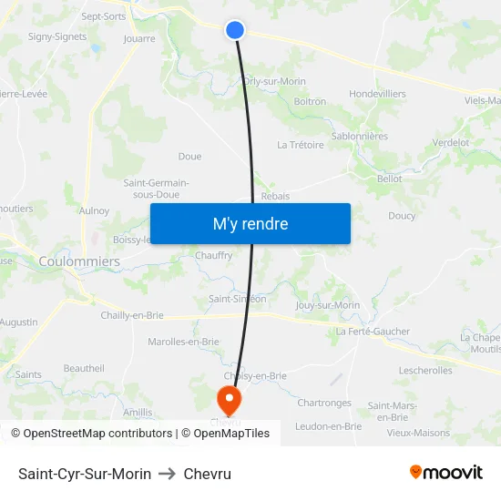 Saint-Cyr-Sur-Morin to Chevru map