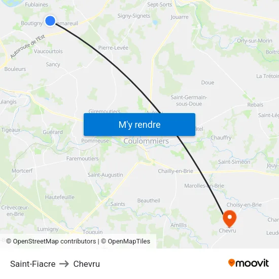 Saint-Fiacre to Chevru map