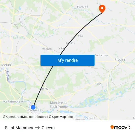 Saint-Mammes to Chevru map