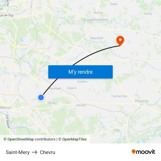 Saint-Mery to Chevru map