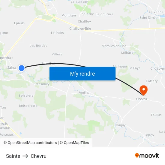 Saints to Chevru map