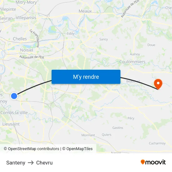 Santeny to Chevru map