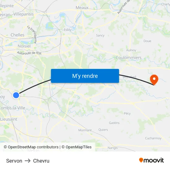 Servon to Chevru map