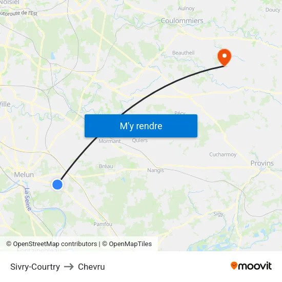 Sivry-Courtry to Chevru map