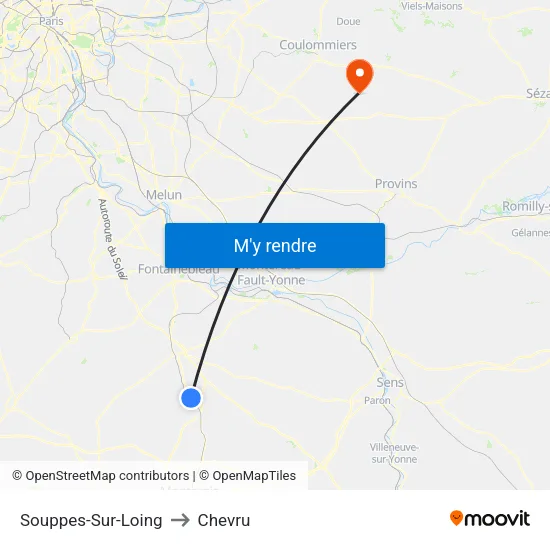 Souppes-Sur-Loing to Chevru map