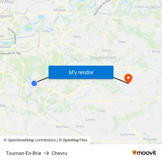 Tournan-En-Brie to Chevru map