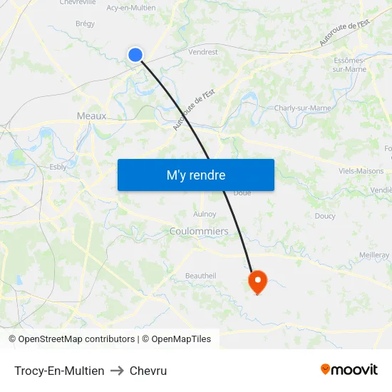 Trocy-En-Multien to Chevru map
