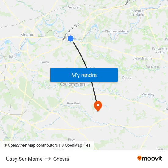 Ussy-Sur-Marne to Chevru map