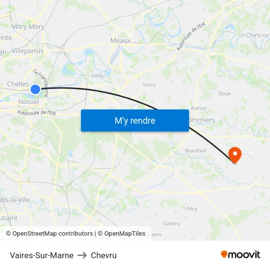 Vaires-Sur-Marne to Chevru map