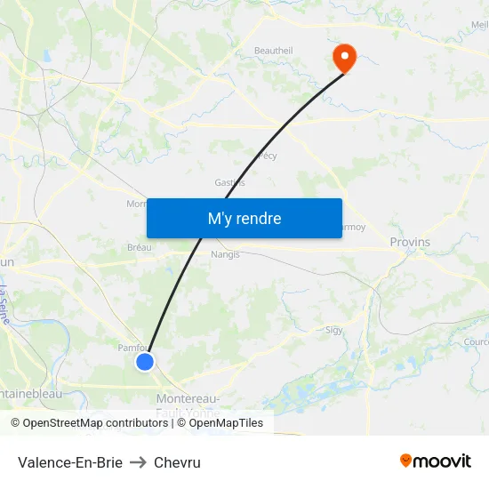 Valence-En-Brie to Chevru map