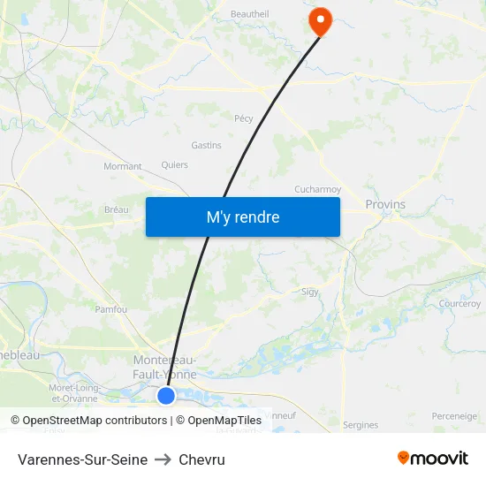 Varennes-Sur-Seine to Chevru map